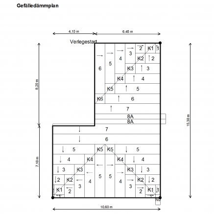 Zeichnung eines Gefälleplans für ein Flachdach